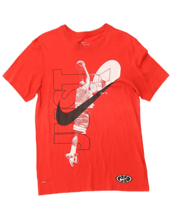 Camiseta masculina NIKE Dri Fit Graphic Top pequeno algodão vermelho