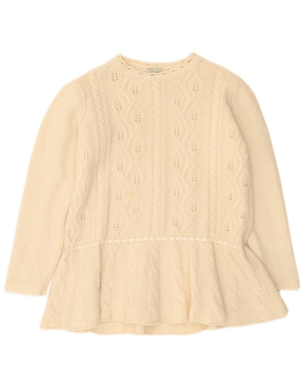 Suéter feminino Benetton com gola canoa UK 14 Médio Off White