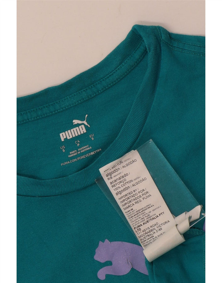 Camiseta masculina PUMA com estampa gráfica pequena de algodão turquesa