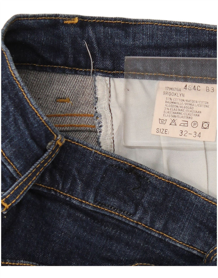 Lee Mens Brooklyn Straight Jeans W32 L28 Azul Marinho Algodão