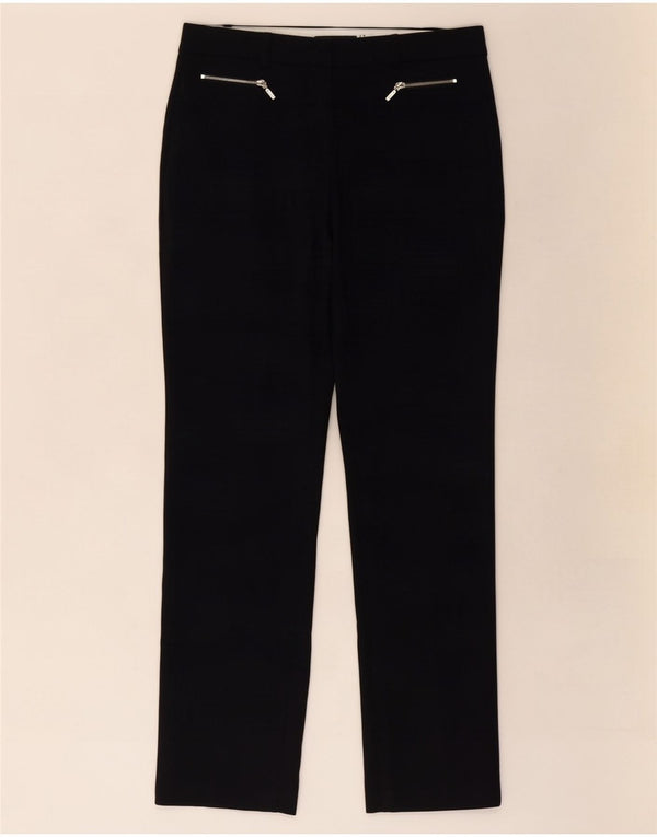 Calça feminina reta casual Marks & Spencer Reino Unido 12 médio W30 L30 preta