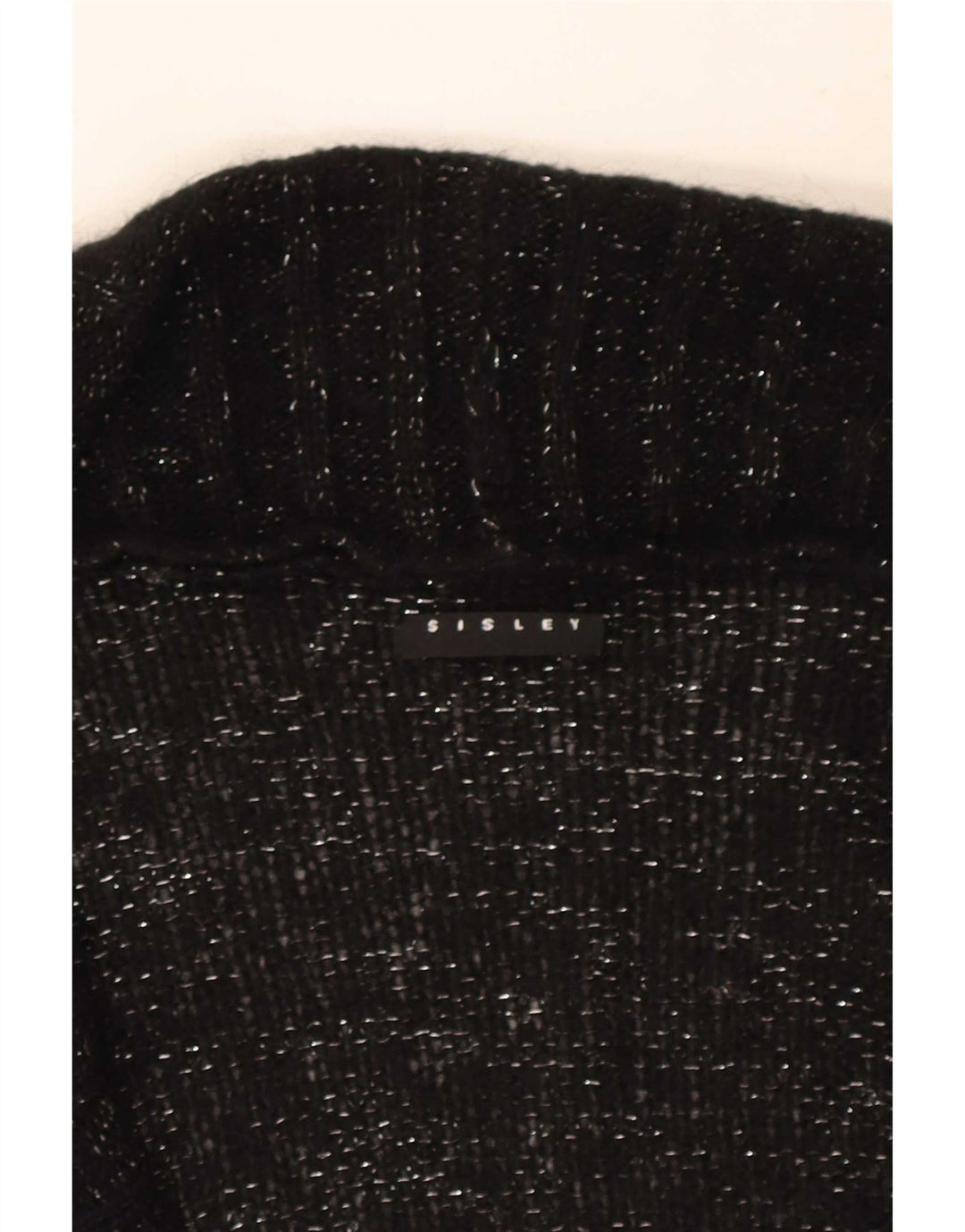 Suéter cardigã feminino Sisley UK 14 médio preto manchado