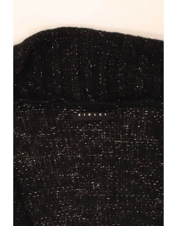 Suéter cardigã feminino Sisley UK 14 médio preto manchado