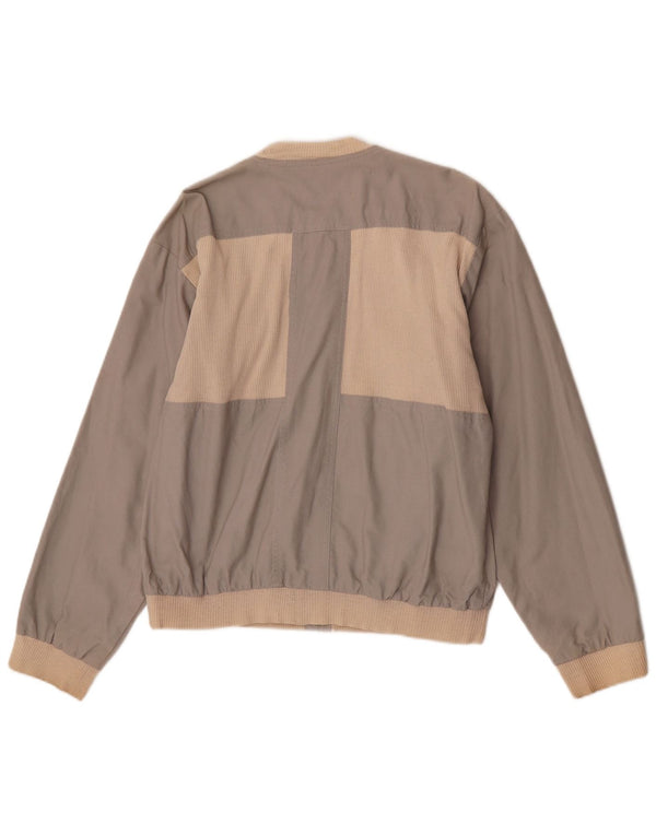 Jaqueta bomber masculina vintage UK 40 grande bloco colorido cinza