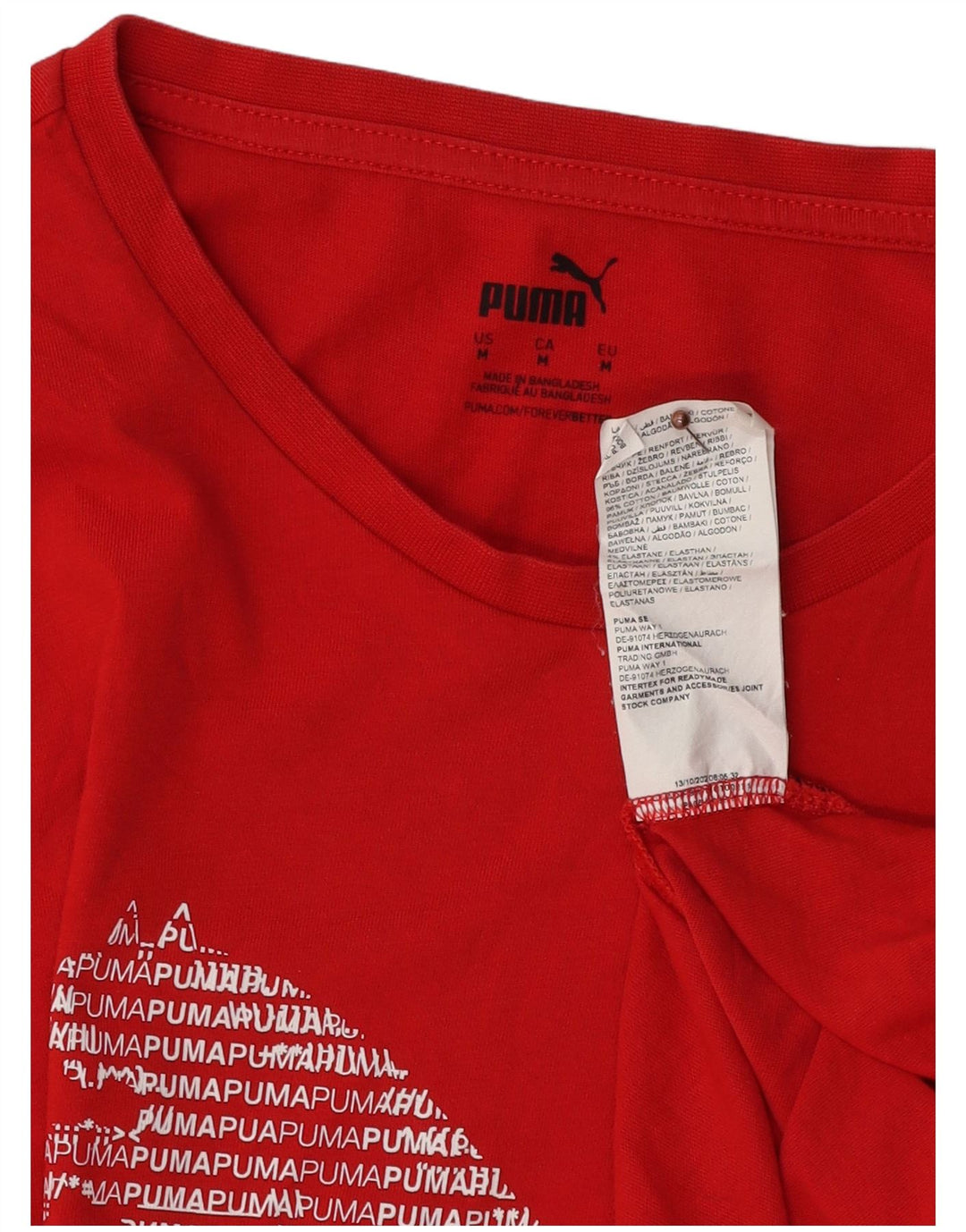 Camiseta masculina PUMA com estampa gráfica de algodão vermelho médio