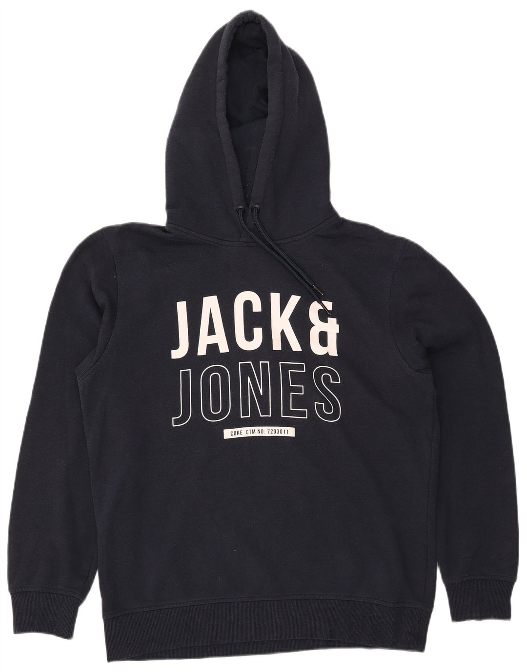 Suéter com capuz gráfico masculino JACK & JONES grande poliéster azul marinho