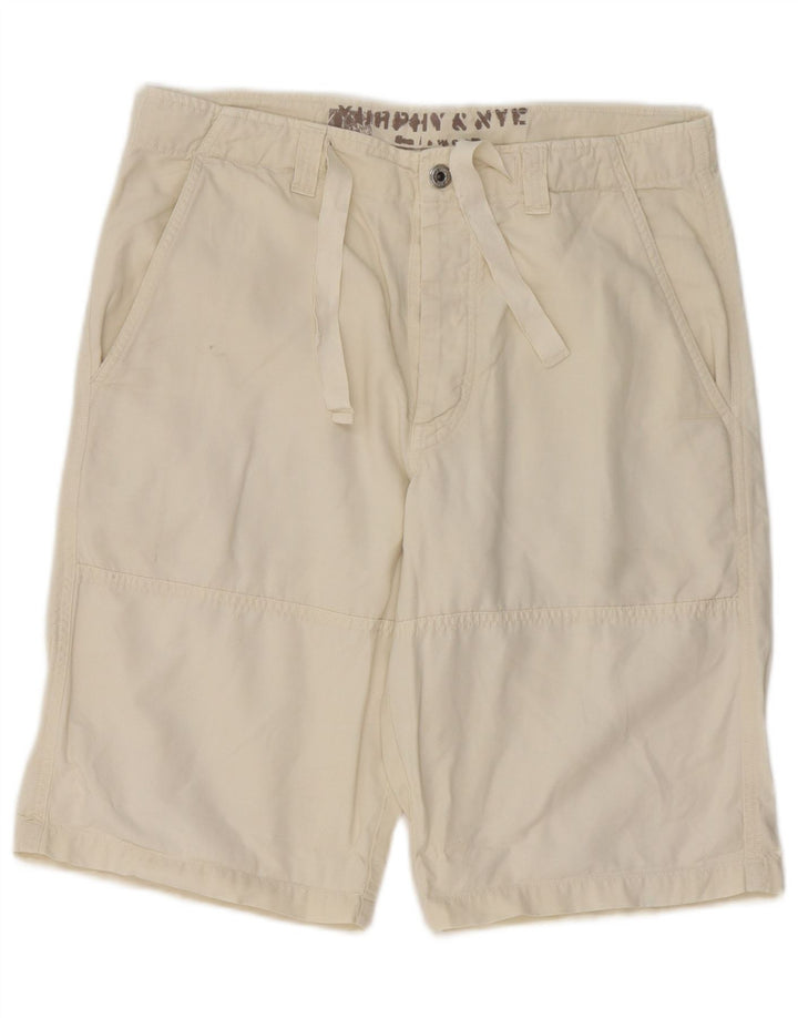 Murphy & Nye Mens Chino Shorts Médio W32 Algodão Bege