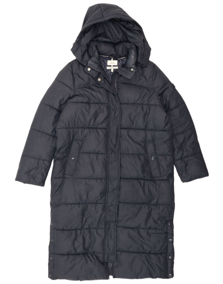 Casaco feminino Joules com capuz e acolchoado de grandes dimensões UK 10 pequeno poliéster azul marinho