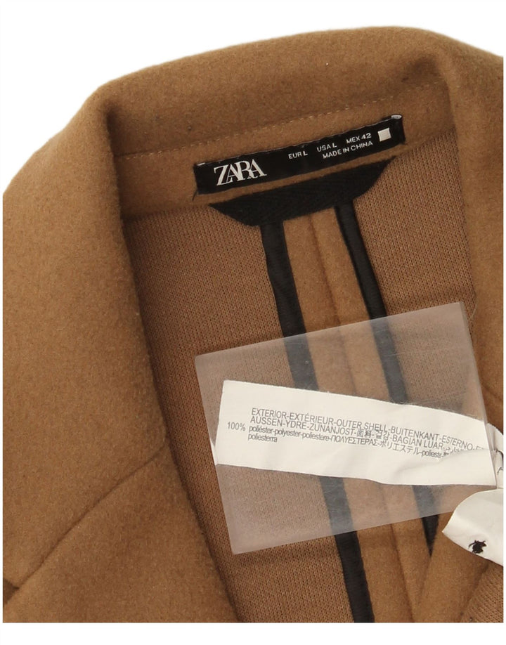 Sobretudo masculino Zara UK 40 grande poliéster marrom