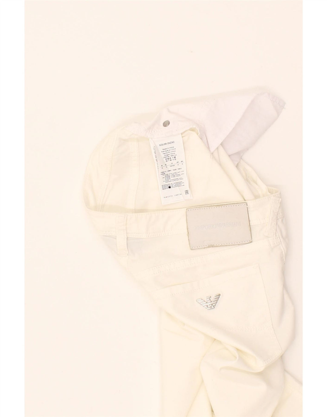 EMPORIO ARMANI Womens Straight Cropped Trousers W24 L24 White Cotton Vintage Emporio Armani and Second-Hand Emporio Armani from Messina Hembry 