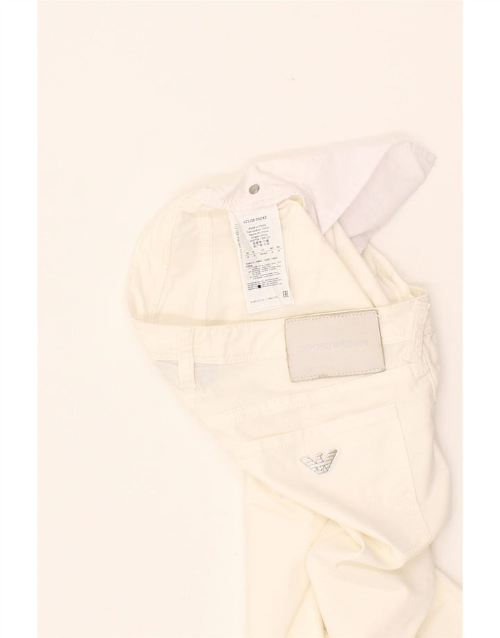 EMPORIO ARMANI Womens Straight Cropped Trousers W24 L24 White Cotton Vintage Emporio Armani and Second-Hand Emporio Armani from Messina Hembry 