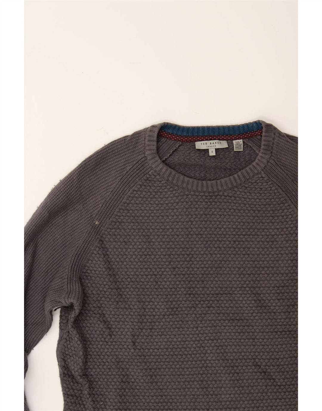 TED BAKER Mens Crew Neck Jumper Sweater Size 4 Large Grey Cotton Vintage Ted Baker and Second-Hand Ted Baker from Messina Hembry 