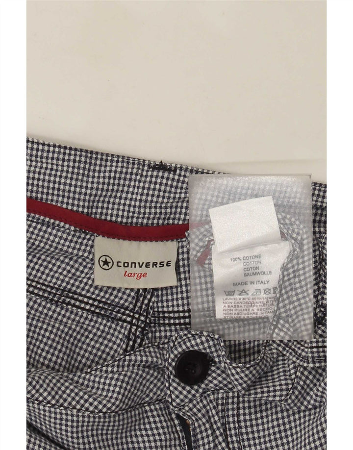 Converse feminino casual shorts grande W34 azul marinho algodão guingão