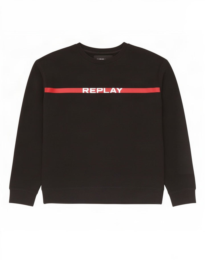 Replay moletom gráfico masculino jumper grande algodão colorblock preto