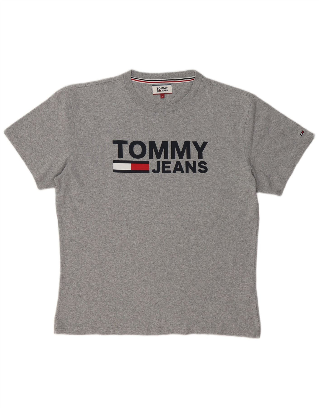 TOMMY HILFIGER Camiseta masculina gráfica grande algodão cinza