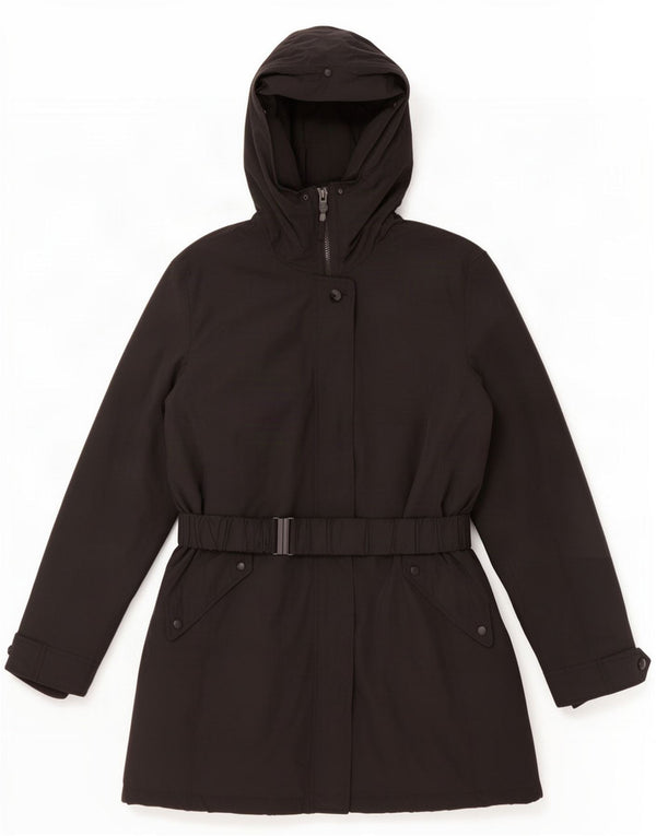 Casaco acolchoado com capuz feminino Zara UK 18 XL algodão preto