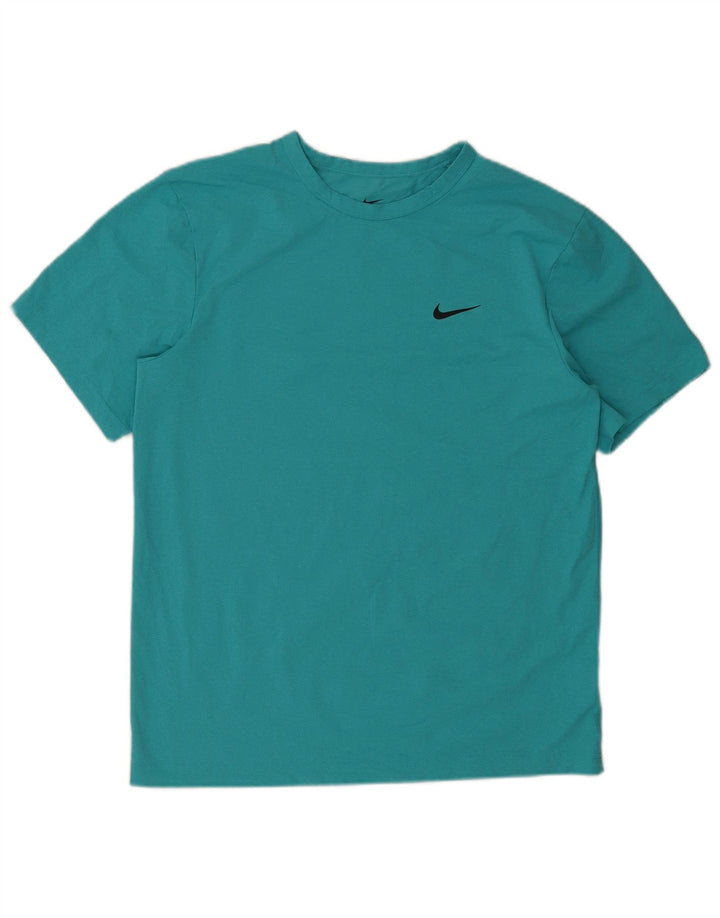 Nike Mens Dri Fit Camiseta Top Médio Turquesa Poliéster