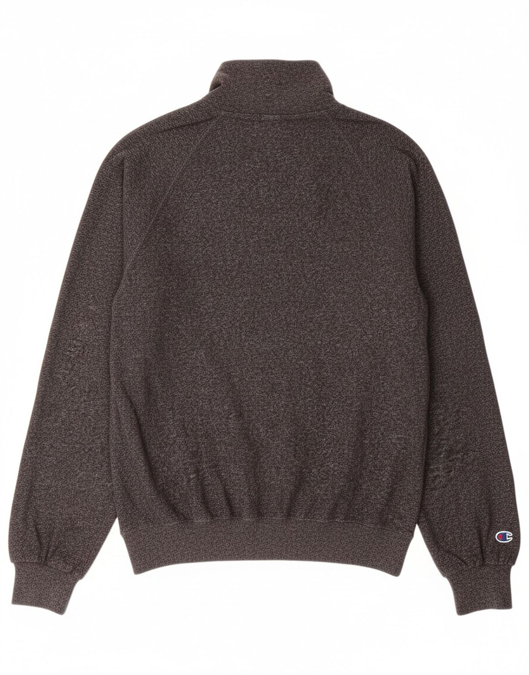 CHAMPION Suéter masculino gráfico com gola com zíper e bloco colorido cinza médio