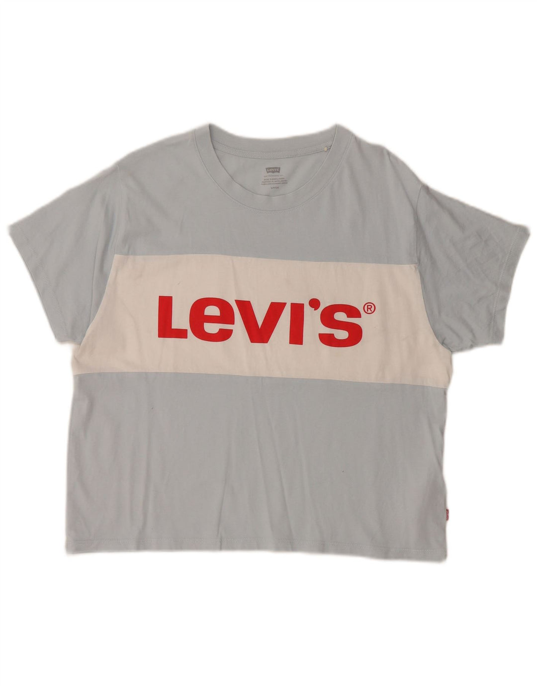 Camiseta feminina estampada grande da LEVI'S Reino Unido 10 bloco colorido azul pequeno