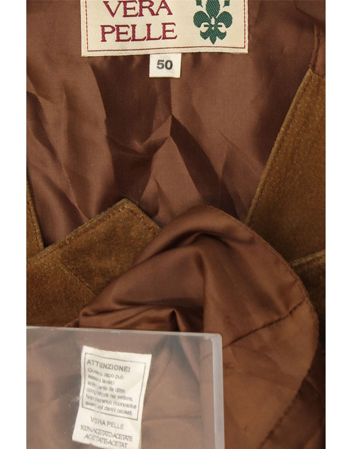 Colete masculino de camurça VINTAGE IT 50 couro marrom médio