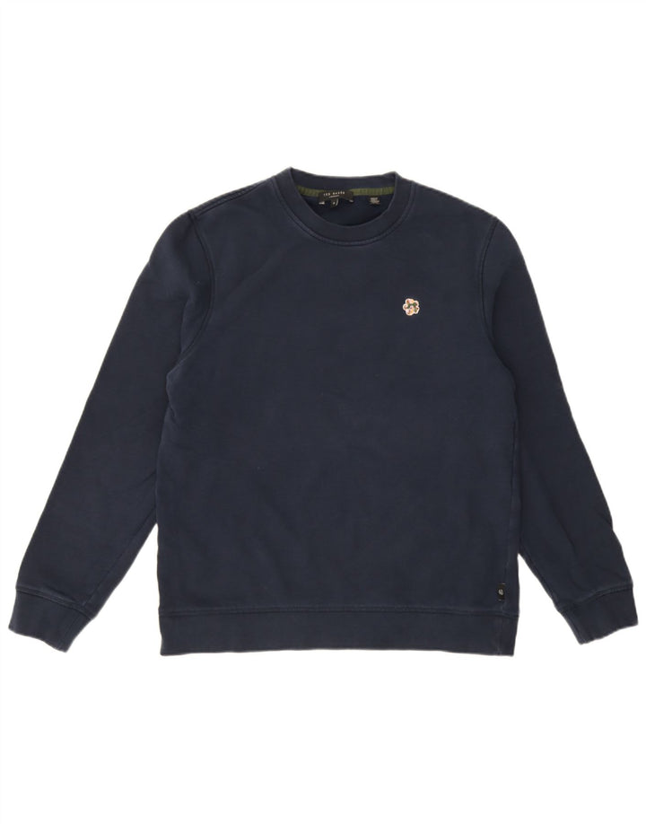 Ted Baker moletom masculino tamanho 3 médio azul marinho algodão