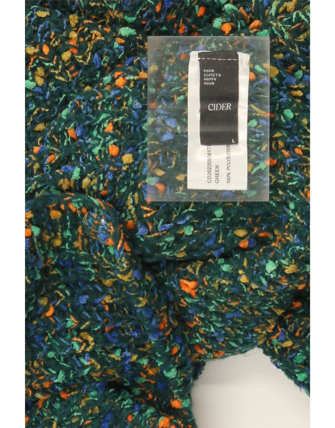 Camisola de cardigã de corte feminino cidra Reino Unido 16 grande poliéster manchado verde