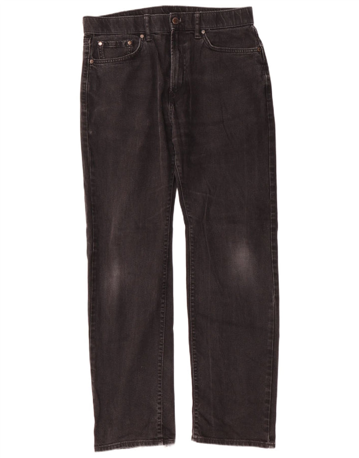Calça jeans reta regular masculina Marks & Spencer W32 L31 algodão preto