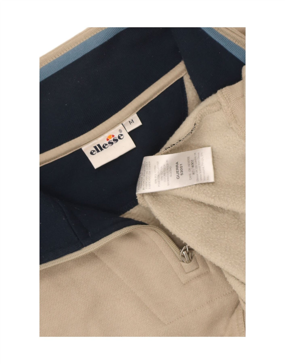 Ellesse moletom masculino com zíper e gola alta poliéster bege médio