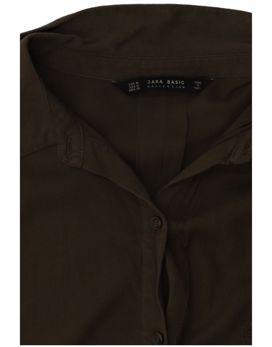 Vestido camisa feminino grande de mangas curtas Zara Reino Unido 14 médio cáqui