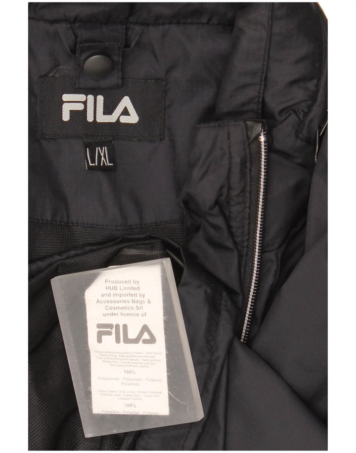 Jaqueta corta-vento masculina Fila com capuz UK 40 grande poliamida preta