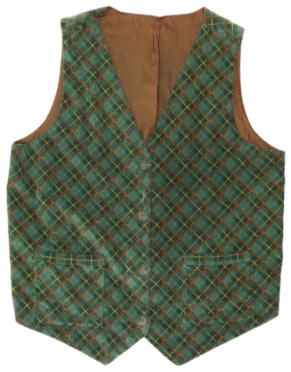 Colete feminino vintage Reino Unido 16 grande xadrez verde