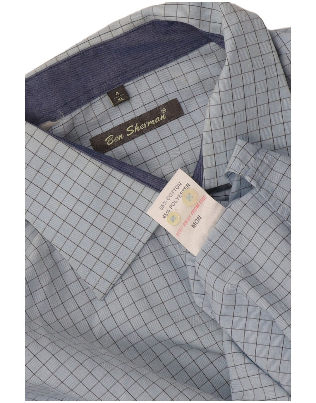 Camisa formal masculina Ben Sherman XL azul xadrez algodão
