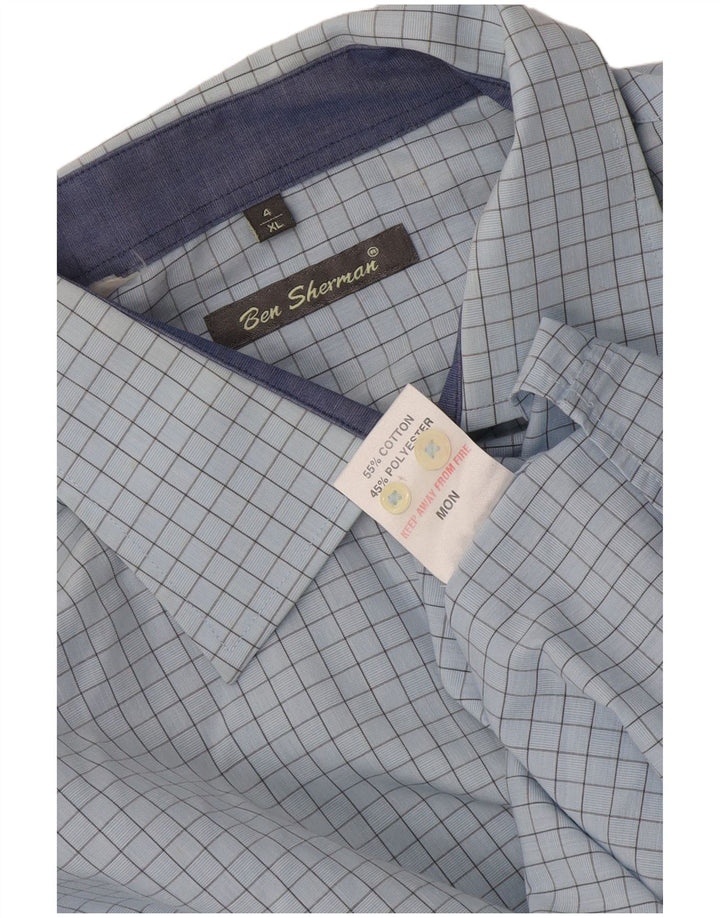 Camisa formal masculina Ben Sherman XL azul xadrez algodão