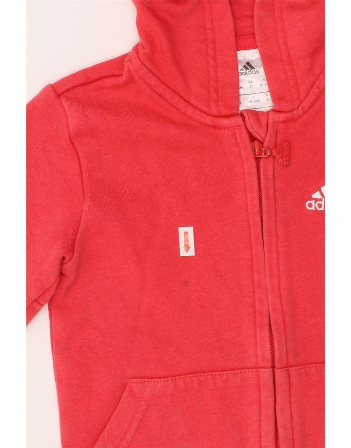 ADIDAS Baby Girls Zip Hoodie Sweater 18-24 Months Red Cotton Vintage Adidas and Second-Hand Adidas from Messina Hembry 