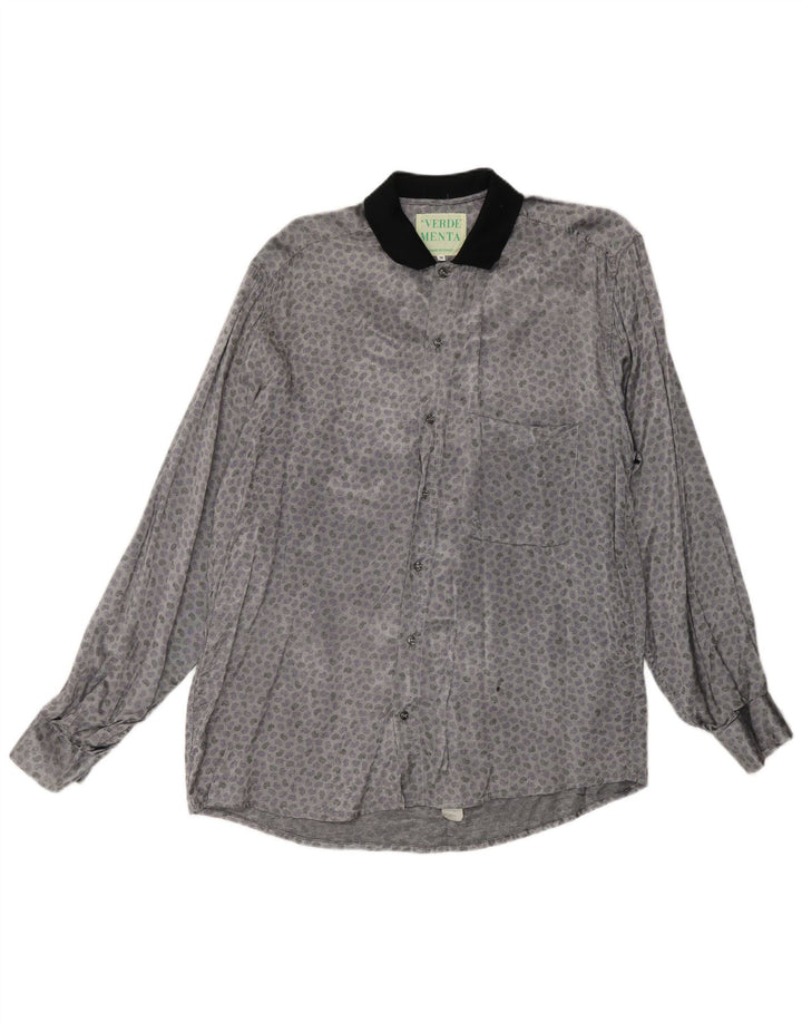 Camisa masculina vintage acetato paisley cinza médio