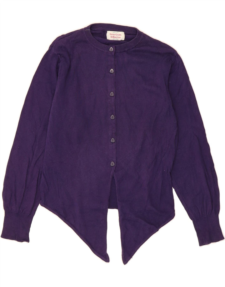 BENETTON Womens Crop Cardigan Sweater IT 46 Large Purple Cotton Vintage Benetton and Second-Hand Benetton from Messina Hembry 