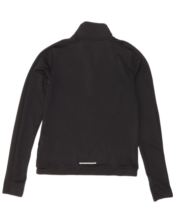 Top feminino Nike Dri Fit solto com zíper e manga comprida UK 6 XS preto poliéster