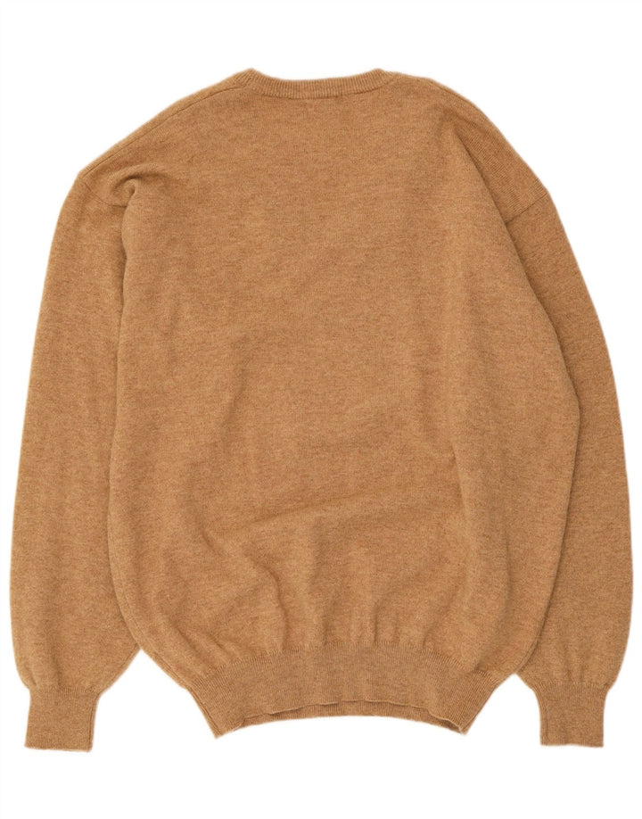 Suéter masculino Massimo Dutti com decote em V XL lã bege