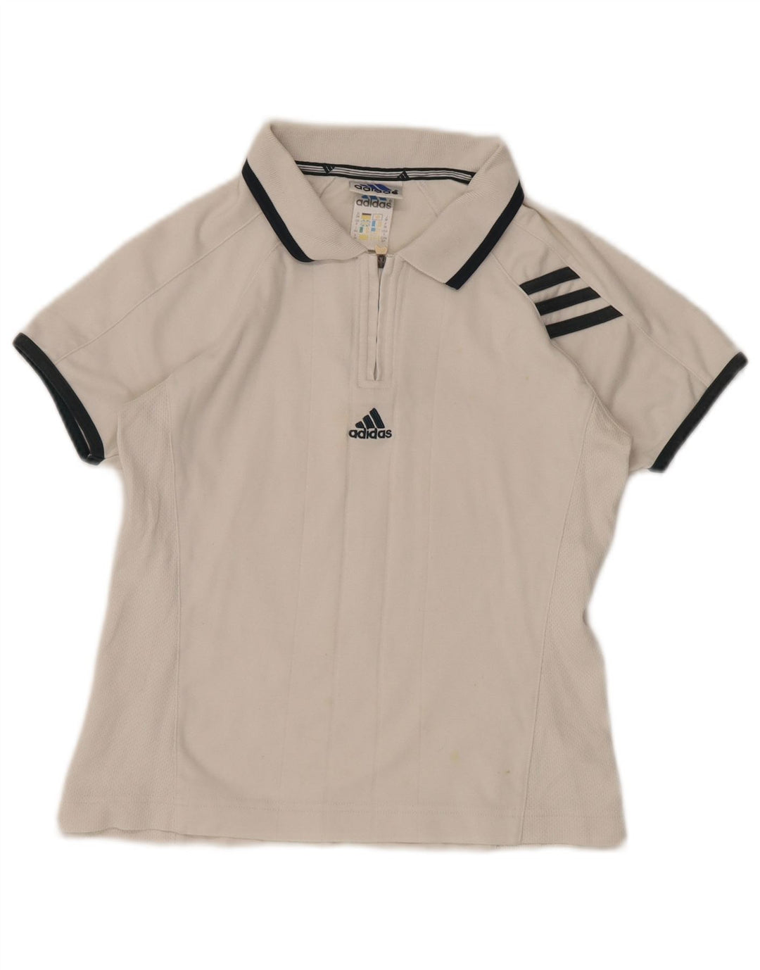 Camisa polo feminina adidas UK 8 pequena algodão branco