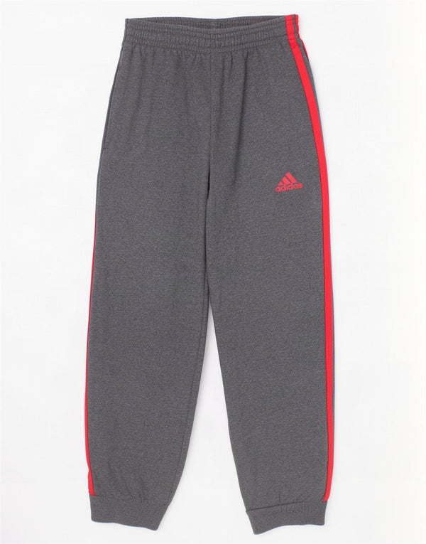 Adidas meninos calças de treino joggers 5-6 anos cinza manchado algodão