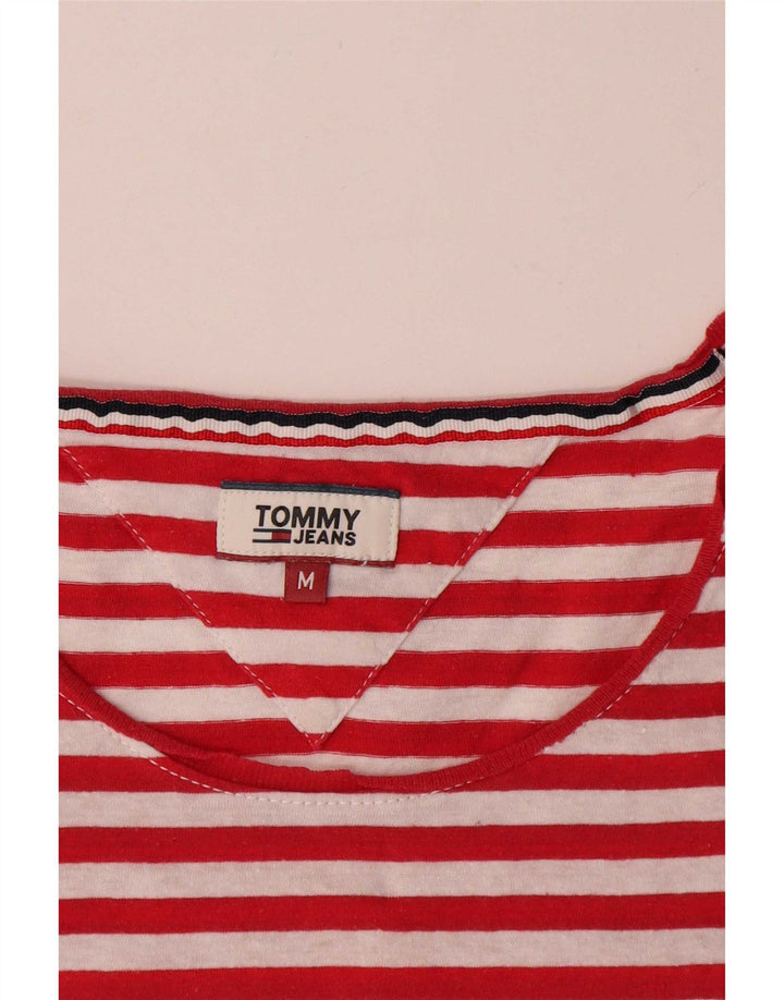 Tommy Hilfiger Camiseta Feminina Top UK 14 Médio Listrado Vermelho