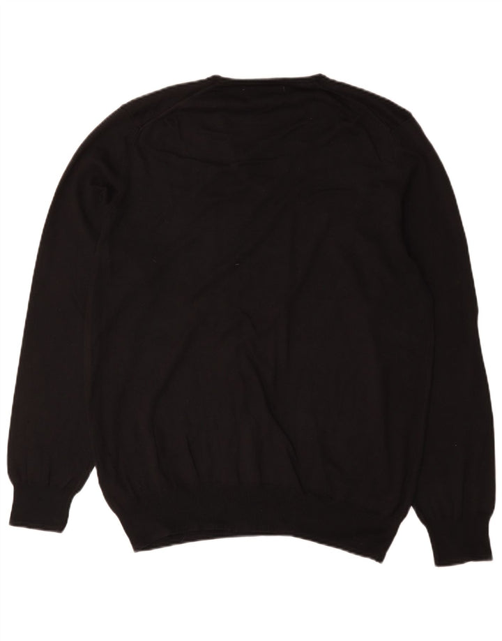 Suéter masculino Zara com decote em V grande algodão preto