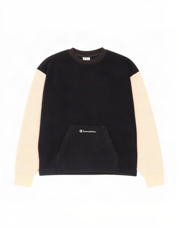 Jumper masculino de lã Champion pequeno algodão colorblock azul marinho