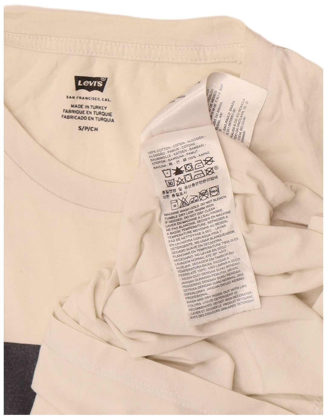 Camiseta gráfica masculina Levi's Top pequeno de algodão off white