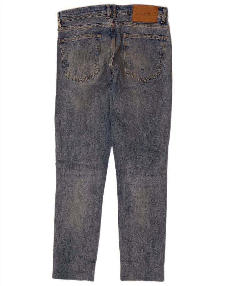 Zara Calça jeans reta masculina desgastada EU 40 Médio W31 L28 Azul