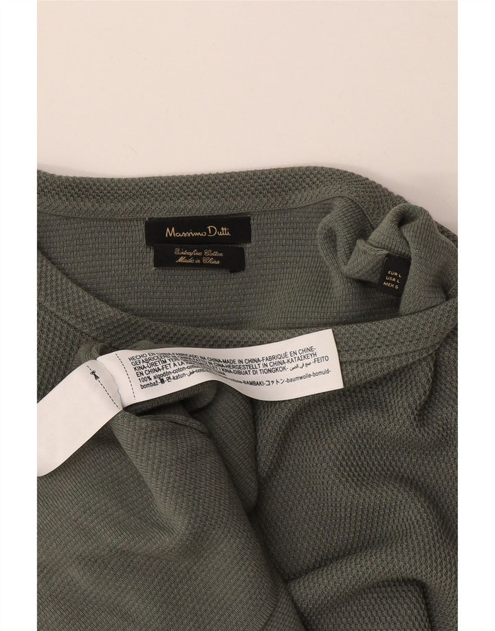 Top masculino Massimo Dutti manga comprida grande algodão verde