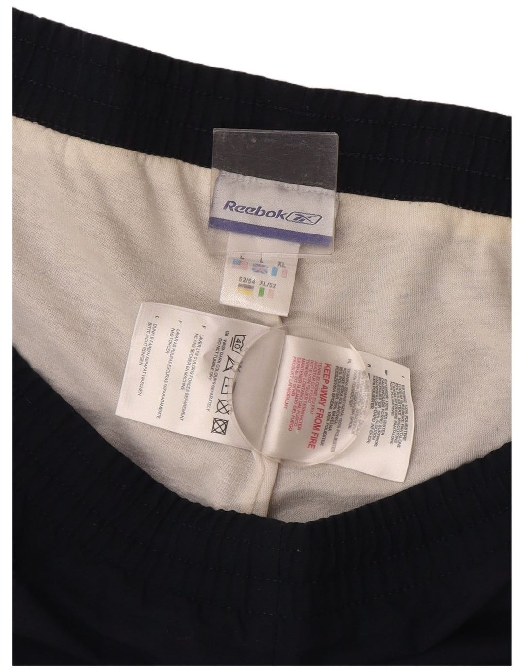 Calça de treino masculina Reebok Joggers grande poliéster azul marinho