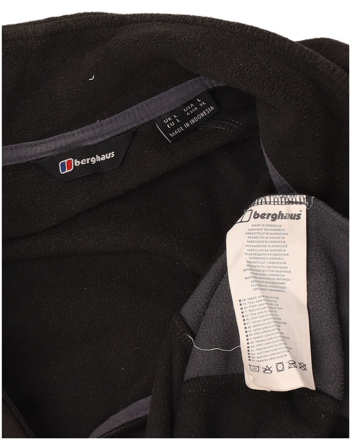 Berghaus Suéter masculino de lã com zíper e gola grande em poliéster colorblock preto