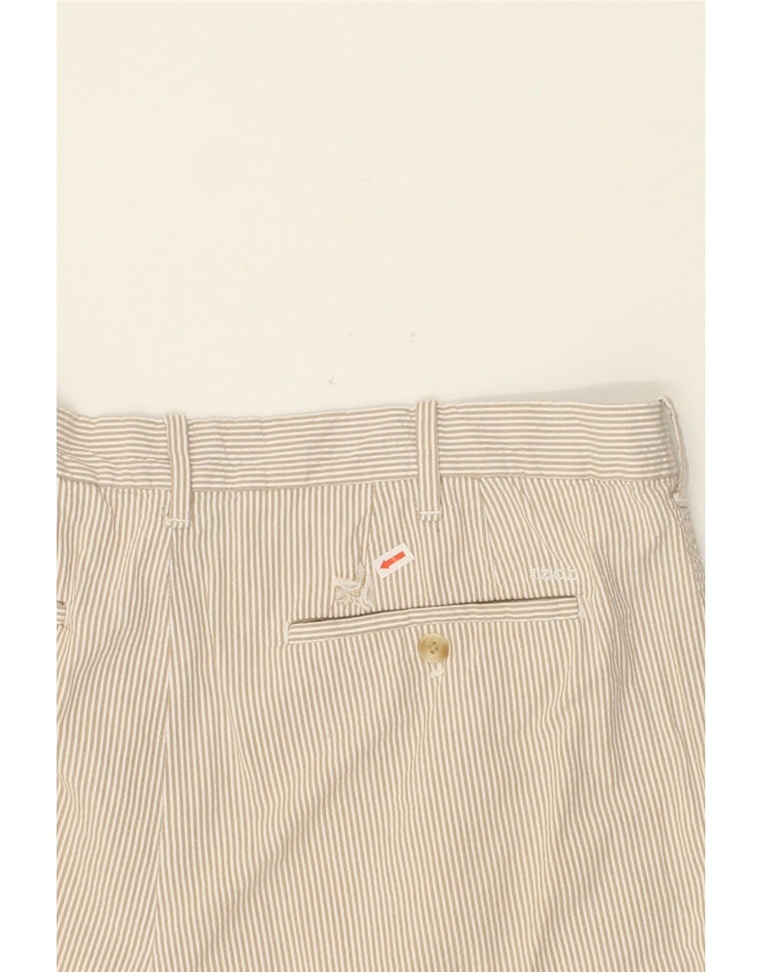 IZOD Mens Chino Shorts W40 XL Beige Pinstripe Cotton Vintage Izod and Second-Hand Izod from Messina Hembry 