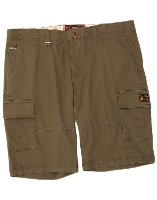 Alcott Mens Regular Fit Cargo Shorts IT 50 Grande W38 Algodão Cáqui